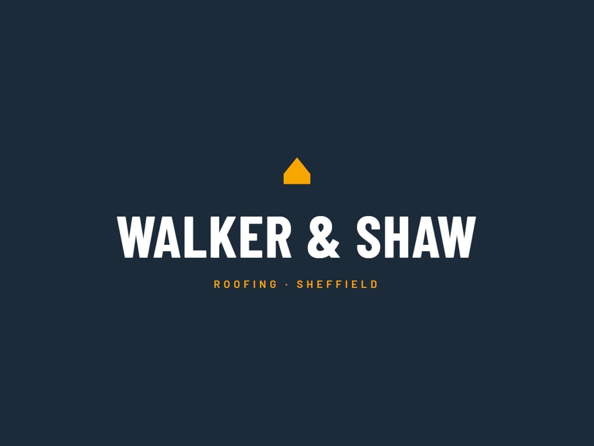 The Walker & Shaw lockup: condensed white capitals on navy under an amber roof mark.